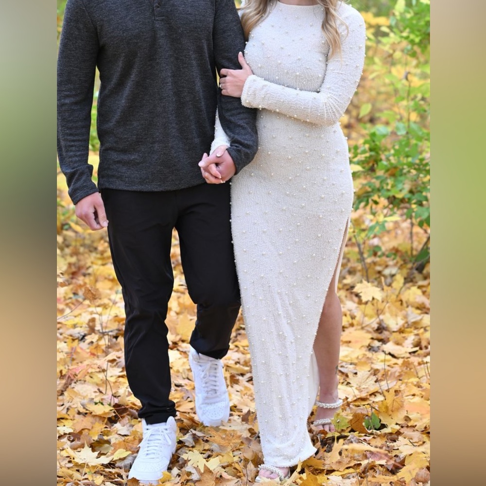 Worn once Oh Polly Vienna Embellished Long Sleeve Backless Dress